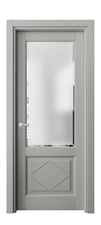 Межкомнатная дверь Toscana Rombo 6342 Бук нейтральный серый Сатинированное стекло с фацетом Цена 99399 ₽ | Volhovec