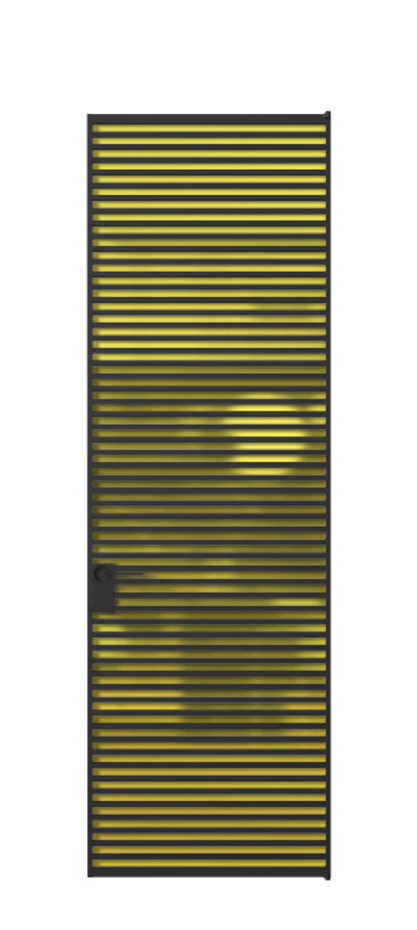 Алюминиевая дверь АЛПЛ040.07 Алюминий Черный Сатинированное жёлтое стекло, триплекс Цена 177520  | Volhovec