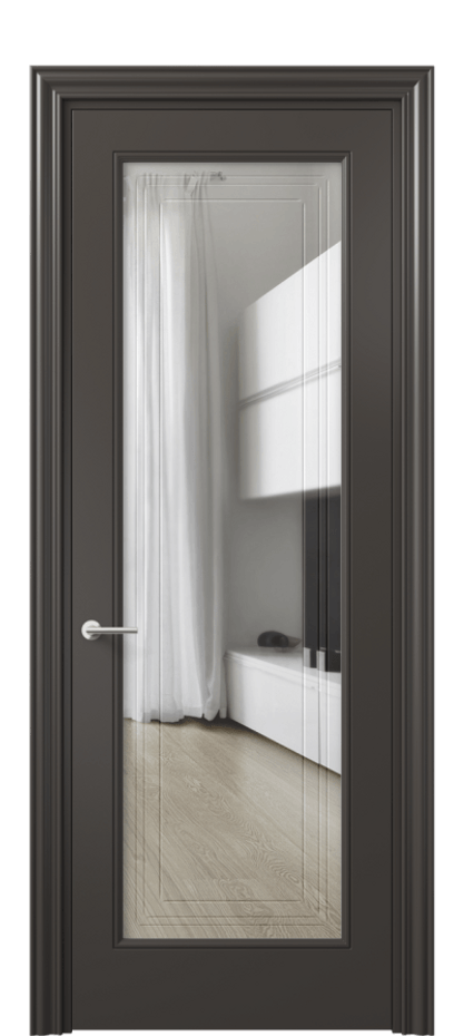 Межкомнатная дверь Маскот 8400 Матовый антрацит Прозрачное стекло с гравировкой "Грани", триплекс Цена 66824 ₽ | Volhovec