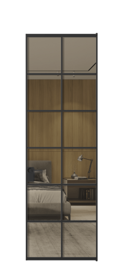 Алюминиевая дверь АЛПЛ040.05 Алюминий Черный Рефлективное бронзовое стекло "Стопсол", калёное Цена 152470  | Volhovec