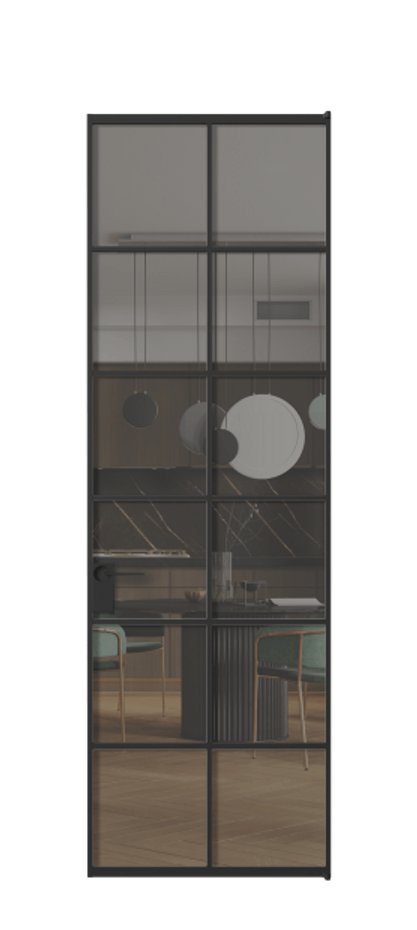 Алюминиевая дверь АЛПЛ040.05 Алюминий Черный Прозрачное серое стекло, триплекс Цена 119545  | Volhovec