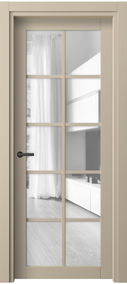 Межкомнатная дверь Neo 2106 ПЭТ светло-бежевый Прозрачное стекло, триплекс Цена 35799 ₽ | Volhovec