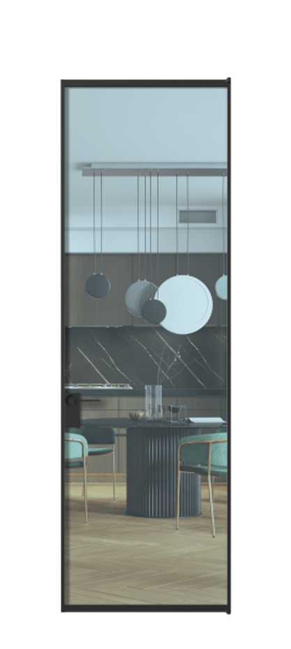 Алюминиевая дверь АЛПЛ040.01 Алюминий Черный Прозрачное голубое стекло, триплекс Цена 133270  | Volhovec