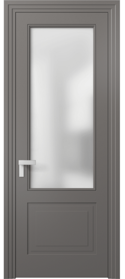 Дверь межкомнатная Рокка 8352 Матовый классический серый Сатинированное стекло Каскадный компланарный наличник МКЛС Цена 68424 ₽ Наличники уже входят в базовый комплект. Фабрика дверей Волховец 8 (800) 551 43 19 Межкомнатная дверь Рокка 8352 Матовый классический серый Сатинированное стекло Цена 68424 ₽ | Volhovec