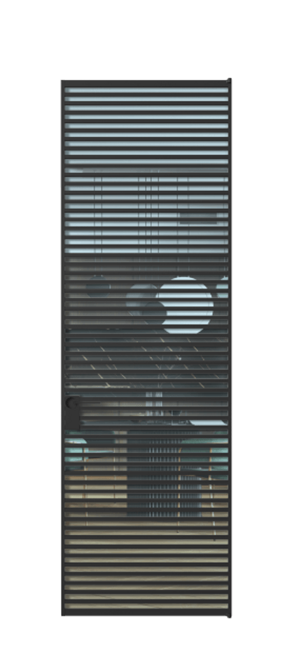 Алюминиевая дверь АЛПЛ040.07 Алюминий Черный Прозрачное голубое стекло, триплекс Цена 186370  | Volhovec