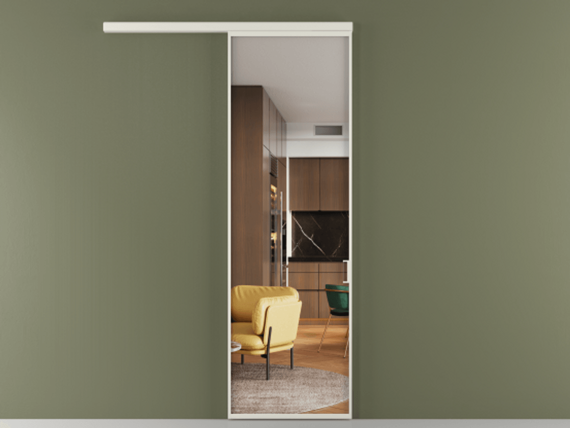 Перегородка Формато вдоль стены 1 створка АЛПР 040.01 Алюминий Белый Прозрачное стекло "Кристал Вижн", калёное Цена 119000 ₽  | Volhovec