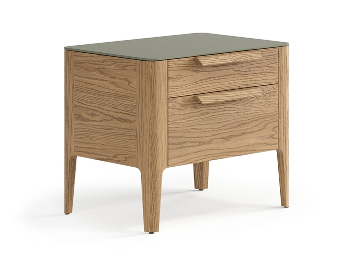 Мебель Тумба прикроватная Piega 2 ящика. Цвет Дуб мускатный матовый. Материал Массив дуба матовый. Коллекция Тумба прикроватная Piega 2 ящика. Картинка.