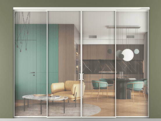 Алюминевая перегородка vn2+2_01_ Алюминий светло-серый Moru. Цвет Алюминий светло-серый. Материал Алюминий в эмали. Коллекция Перегородка Формато внутри проёма 4 створки. Картинка.