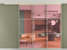 Перегородка Формато вдоль стены на потолок 3 створки с синхронным механизмом