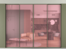 Перегородка Формато внутри проёма скрытое крепление в потолок 4 створки