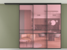 Перегородка Формато вдоль стены на потолок 3 створки с синхронным механизмом