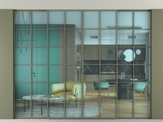 Перегородка Formato внутри проёма скрытое крепление в потолок 4 створки