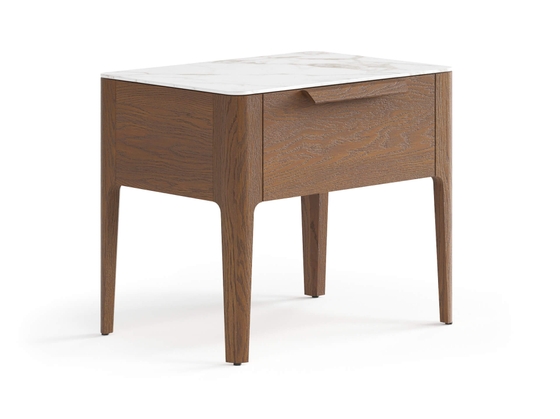 Мебель Тумба прикроватная Piega 1 ящик. Цвет Дуб каштановый матовый. Материал Массив дуба матовый. Коллекция Тумба прикроватная Piega 1 ящик. Картинка.