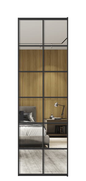 Дверь межкомнатная АЛПЛ040.05 Зеркало триплекс ЧЕР. Цвет Алюминий Черный. Материал Алюминий. Коллекция Формато. Картинка.