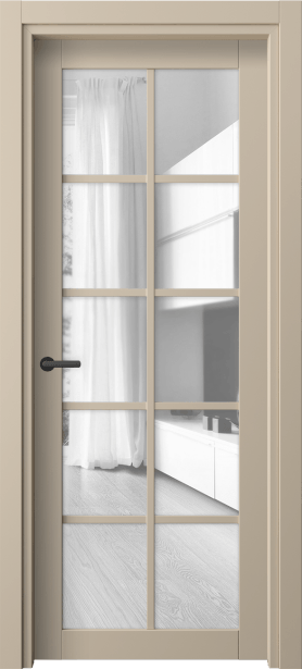 Дверь межкомнатная 2106 ПЭСБ Прозрачное стекло. Цвет ПЭТ светло-бежевый. Материал ПЭТ. Коллекция Neo. Картинка.